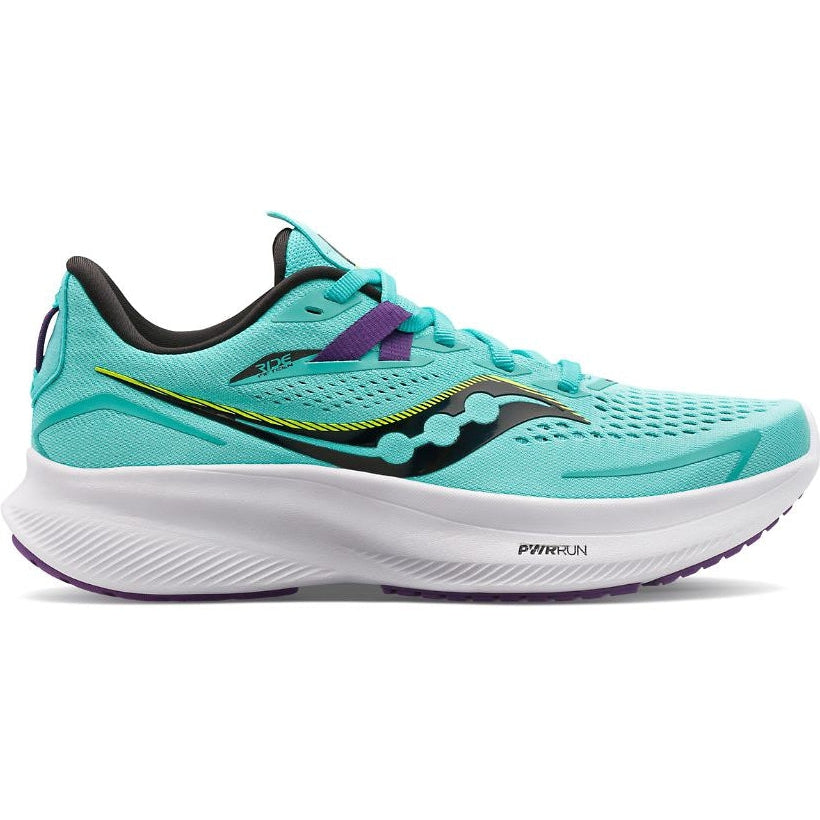 Women's Saucony Ride 15, Cool Mint/Acid, 9 D Wide