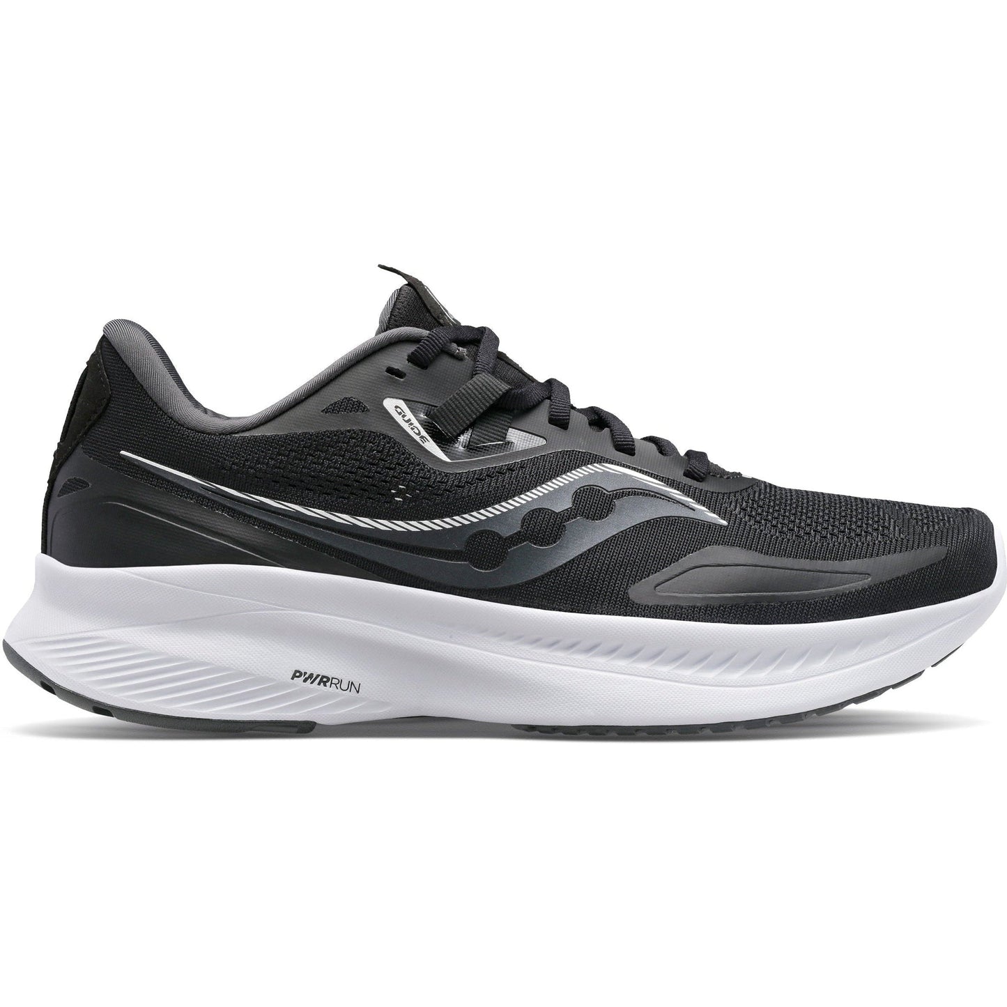 Women's Saucony Guide 15, Black/White, 7.5 D Wide