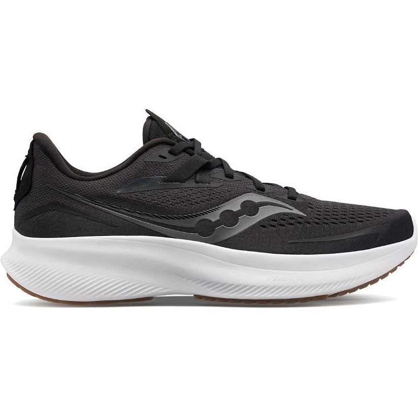 Women's Saucony Ride 15, Black/Gum, 8.5 B Medium